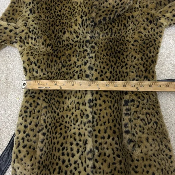 Y2K 90s Faux Fur Leopard Coat Arden B Belted Womens Medium - Picture 10 of 11